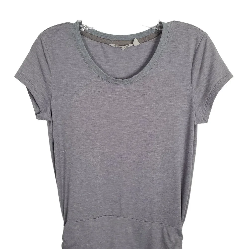 Athleta Size S Dress T-shirt Side Ruched Jersey Knit Athleisure Heathered Gray - Picture 4 of 12